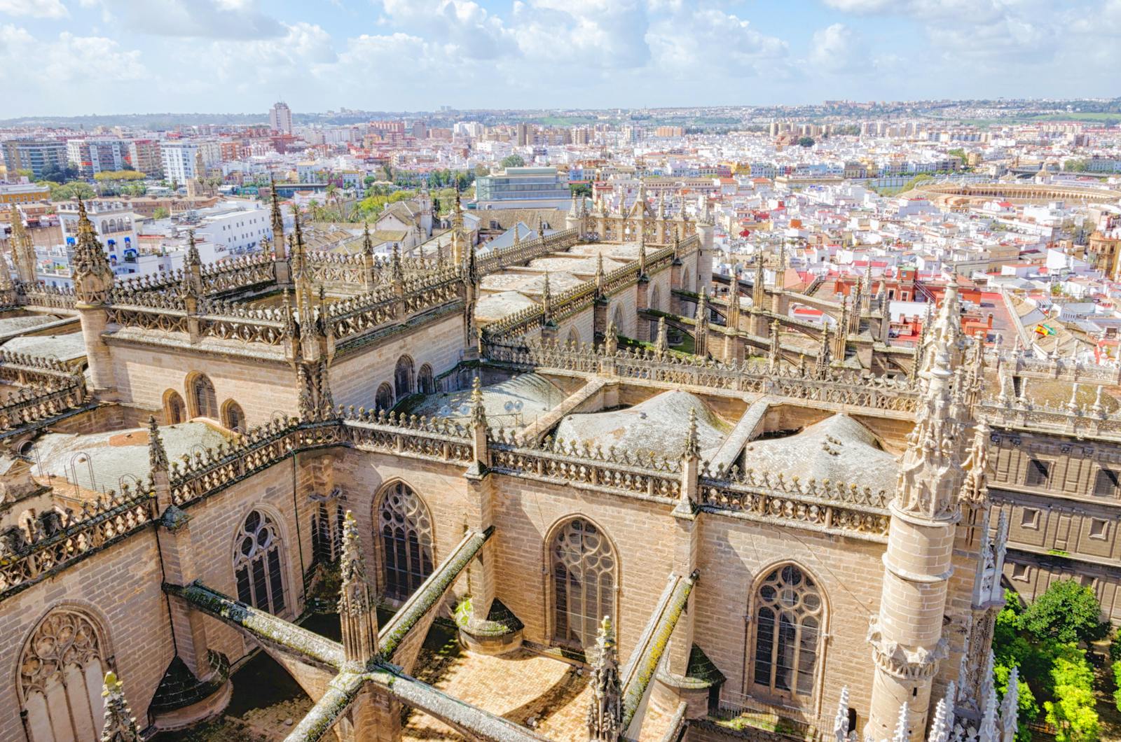 Detaljert luftfoto av Sevilla-katedralen