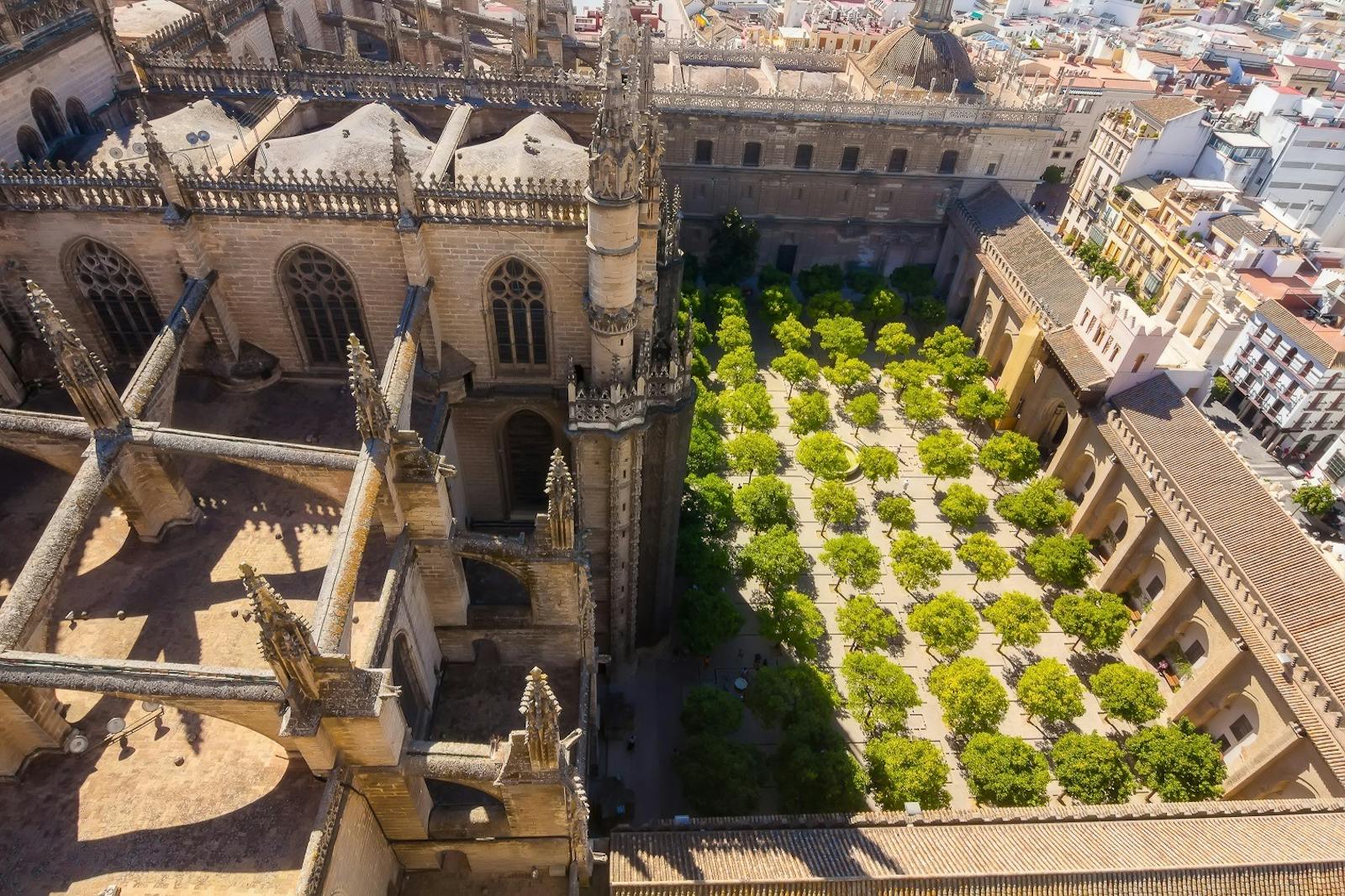 Nedadrettet luftfoto av Sevilla-katedralen