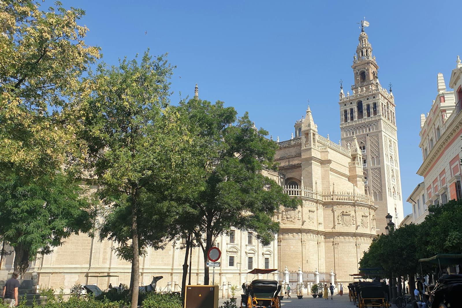 Sidovy av Sevilla-katedralen och Giralda